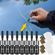 GARENAS Glass Fix Kit Windshield Crack Kit Car Window Liquid Set Automotive Glass Nano Car Window Glass Crack 8pcs/16Ml(Black)